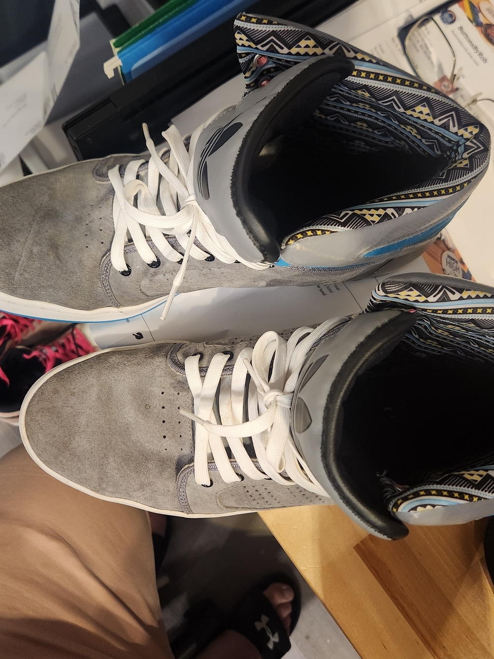 Adidas High-Top Sneakers in Grey with White Laces - Picture 3 of 6
